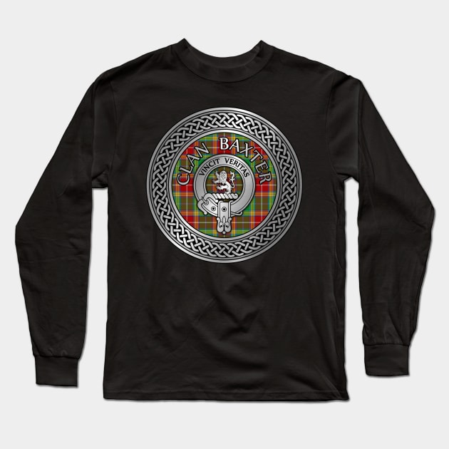 Clan Baxter Crest & Tartan Knot Long Sleeve T-Shirt by Taylor'd Designs